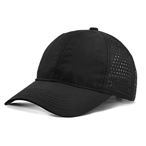 Atmungsaktive Masche Basecap, Trucker Kappen Herren, Schnell Trocknend Sportarten Hüte, Verstellbar Freizeit Reine Farbe Cap, Sommer Unisex Uv Schutz Sonnenhut für Draußen (XL, Schwarz) von Catime