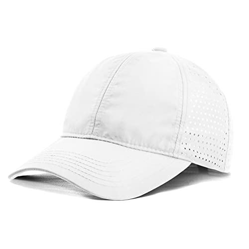 Atmungsaktive Masche Basecap, Trucker Kappen Herren, Schnell Trocknend Sportarten Hüte, Verstellbar Freizeit Reine Farbe Cap, Sommer Unisex Uv Schutz Sonnenhut für Draußen (XL, Weiss) von Catime