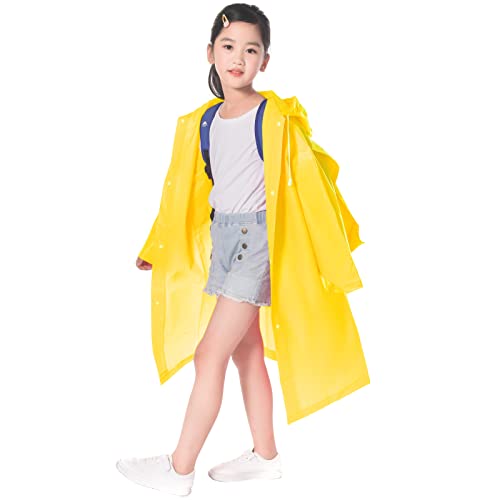 Kinder Wasserdicht Regenponcho, EVA Regenmäntel mit Kapuze für Mädchen Jungen, Kleinkind Regenanzug Regenjacke, Kinder Regencape Regenschutz für Outdoor Radfahren Wandern Camping (Gelb) von Catime