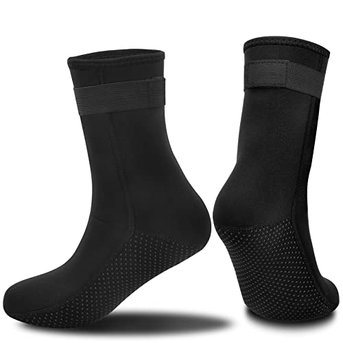 Neopren Socken, 3mm Neoprensocken Für Damen und Herren, Rutschfeste Tauchsocken, Wasserdichte Schwimmen Socken mit Riemen für Gummistiefel, Surfen, Segeln, Tauchen, Schnorcheln, Wassersport (L) von Catime