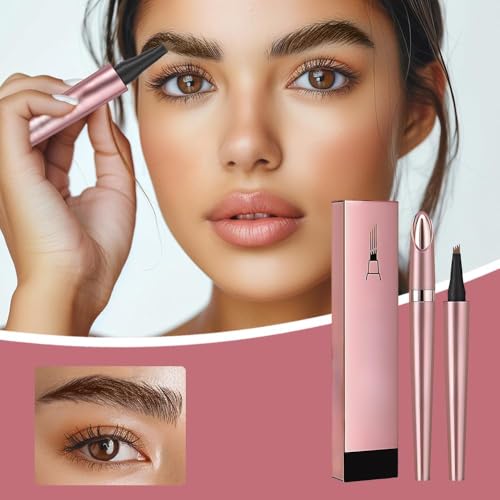 Augenbrauenstift Wasserfest, 2025 Neu Upgrade Augenbrauenstift 4 Gabelspitze, Augenbrauen Stift Wischfest für Natürliches Make up, für Einsteiger und Profis Eyebrow Pencil (Schwarz) von Catnat