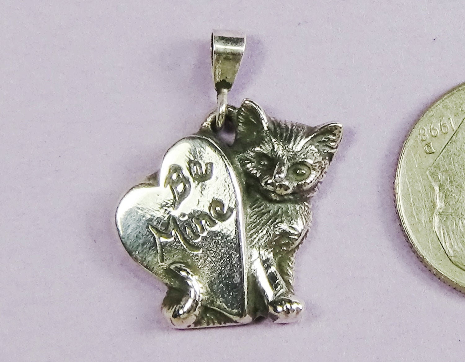 Benutzerdefinierte Kätzchen Sterling Silber Anhänger, Be Mine Cat Lover Geschenk von CatofMine
