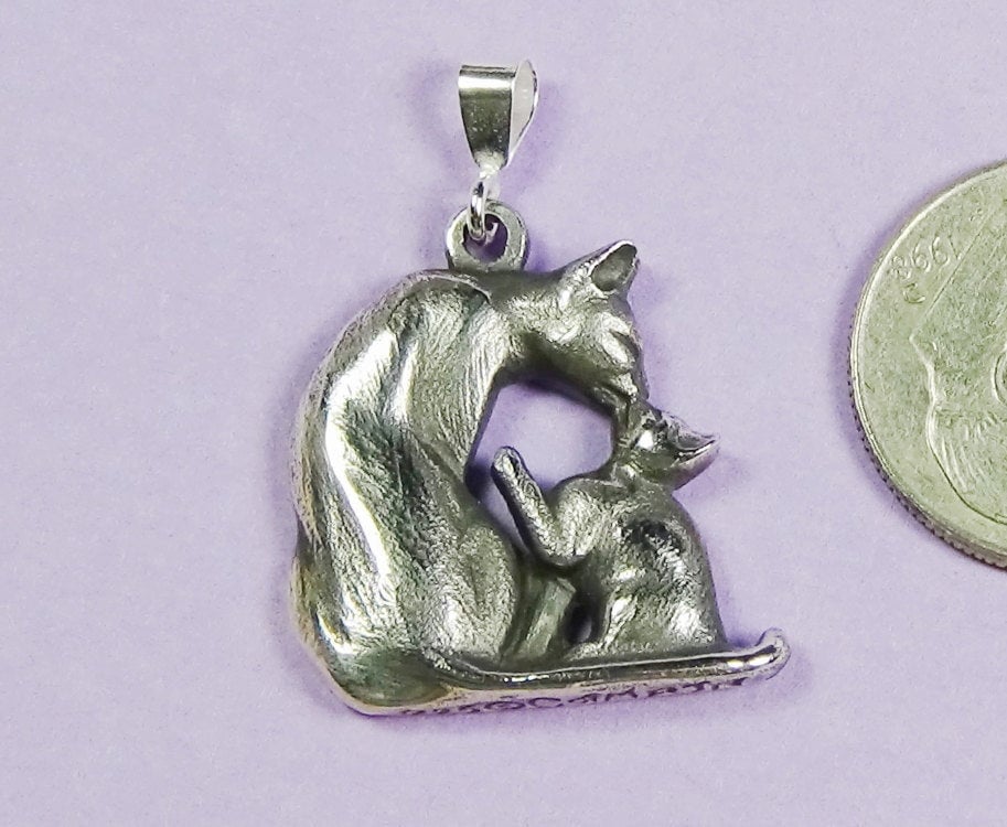 Silber Mutter Katze N Kätzchen Anhänger Für Halskette, Geschenk Liebende Mutter, Katzenliebhaber Geschenk, Sterling Schmuck von CatofMine
