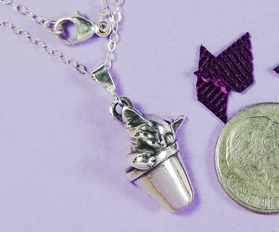sterling Silber Kätzchen Halskette Schlafende Katze Im Topf, Geschenk Für Katzenliebhaber sterling Silber Kätzchen Halskette Schlafende Katze Im Topf, Geschenk Für Katzenliebhaber von CatofMine