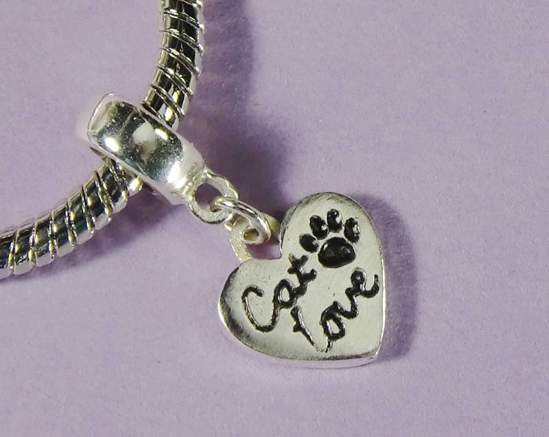 sterling Silber Katze Pfotenabdruck Herz Charm Slide Katzenliebhaber Geschenk sterling Silber Katze Pfotenabdruck Herz Charm Slide Katzenliebhaber Geschenk von CatofMine