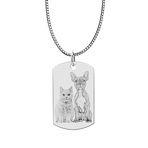 Männer Frauen benutzerdefinierte militärische Tags Halsketten Hundemarken Halsketten Sterling Silber Pet Lovers personalisierte Katzen Mom Geschenke Andenken Souvenirs Erinnerungsstücke Bilder von Catoka