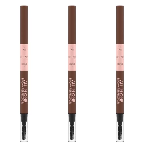 Catrice All In One Brow Perfector, Augenbrauenstift, Nr. 020, Braun, langanhaltend, abdeckend, definierend, vegan, ohne Mikroplastikpartikel, Nanopartikel frei, ohne Parfüm, 3er Pack (3x0.4g) von Catrice