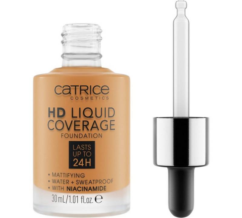 Catrice Foundation HD Liquid Coverage Foundation, Flüssig, mattierend, softe Textur, hohe Deckkraft, wasserfest. von Catrice