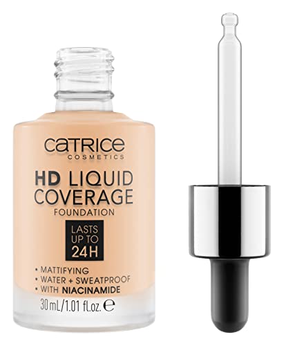 Catrice HD Liquid Coverage Foundation, Nr. 005, Nude, langanhaltend, mattierend, matt, für unreine Haut, vegan, ölfrei, wasserfest, ohne Alkohol, 1er Pack (30ml) von Catrice