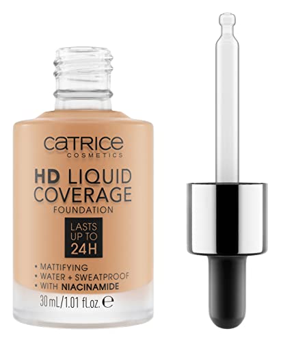 Catrice HD Liquid Coverage Foundation, Nr. 046, Nude, langanhaltend, mattierend, matt, für unreine Haut, vegan, ölfrei, wasserfest, ohne Alkohol, 1er Pack (30ml) von Catrice