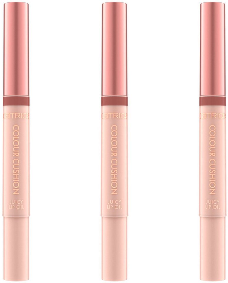 Catrice Lipgloss Colour Cushion Juicy Lip Oil, 3-tlg., Präzise Dosierung dank innovativem Twist-Pen-Format von Catrice