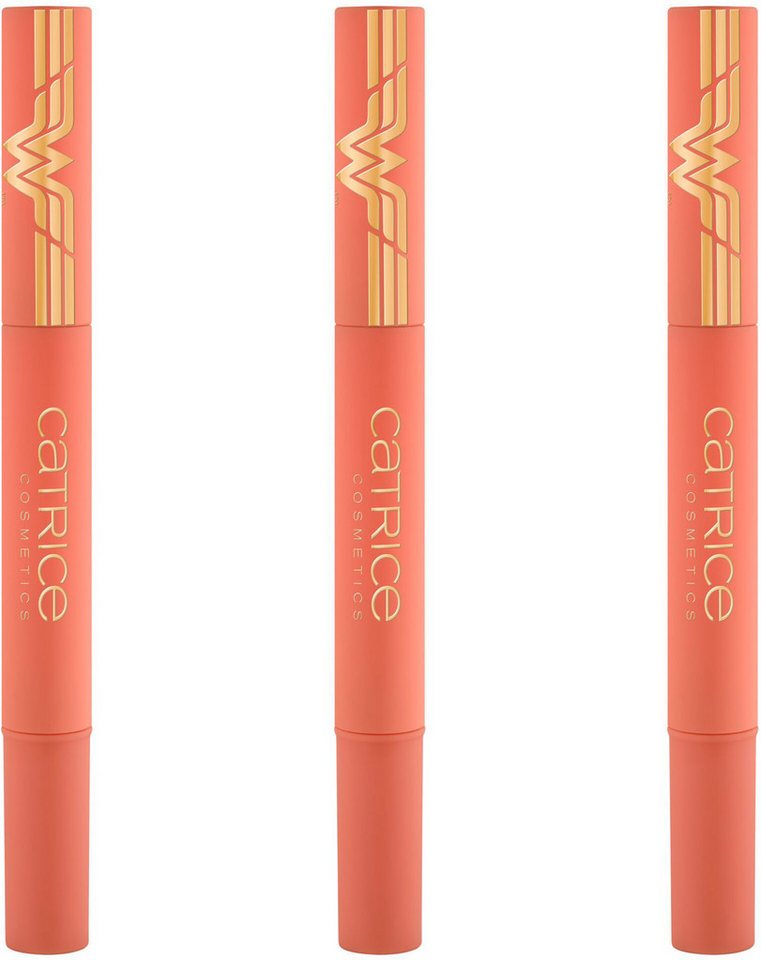 Catrice Lippenbalsam Wonder Woman Magic Lip Balm, 3-tlg., Drehstift, buttrige Textur, glänzendes, nicht klebriges Finish, vegan. von Catrice