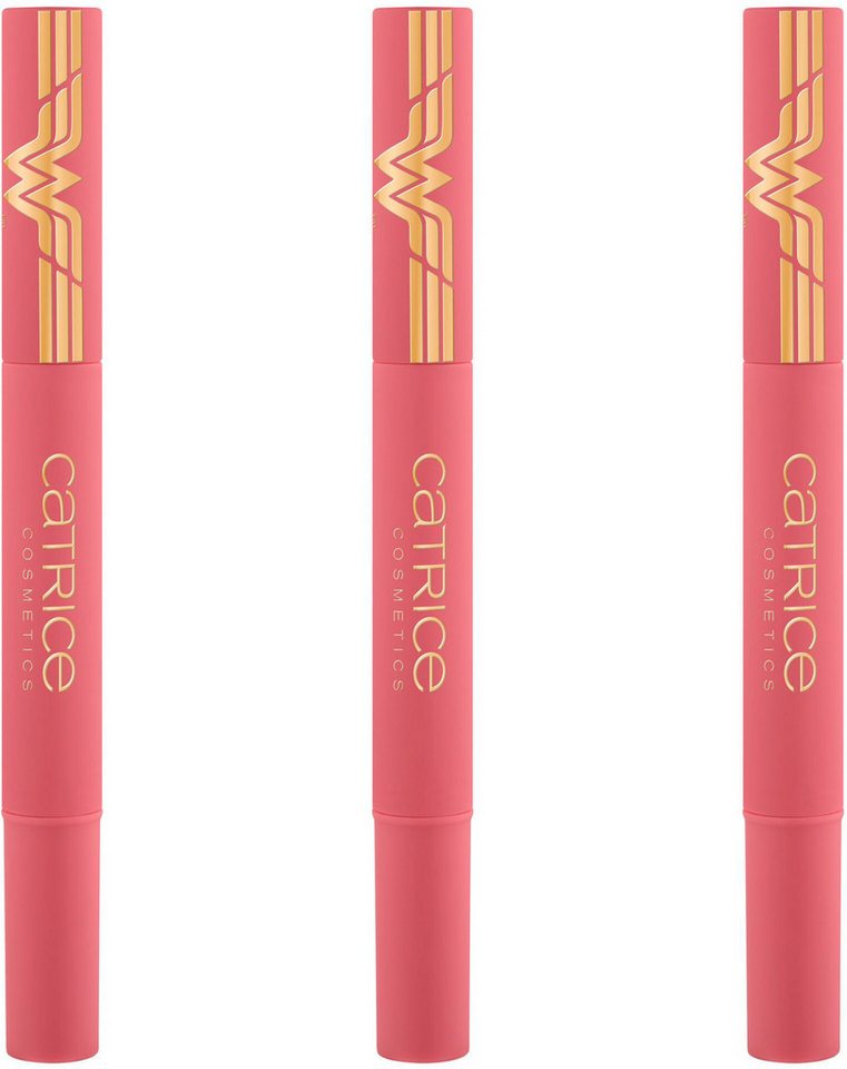 Catrice Lippenbalsam Wonder Woman Magic Lip Balm, 3-tlg., Drehstift, buttrige Textur, glänzendes, nicht klebriges Finish, vegan. von Catrice