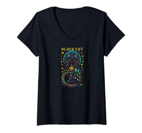 Damen Funny Cat Colorful Kitty Pet Gato, Less People More Cats T-Shirt mit V-Ausschnitt Damen Funny Cat Colorful Kitty Pet Gato, Less People More Cats T-Shirt mit V-Ausschnitt von Cats Everywhere Design