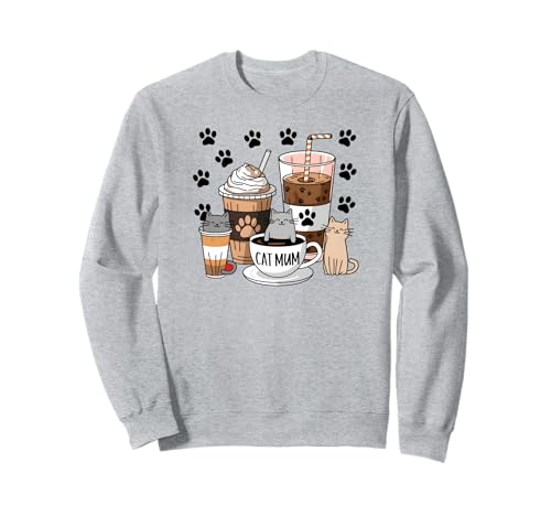 Cute Paw Feline Life Better With Cats & Coffee Tea Cat Mama Sweatshirt Cute Paw Feline Life Better With Cats & Coffee Tea Cat Mama Sweatshirt von Cats For Mum Inspire