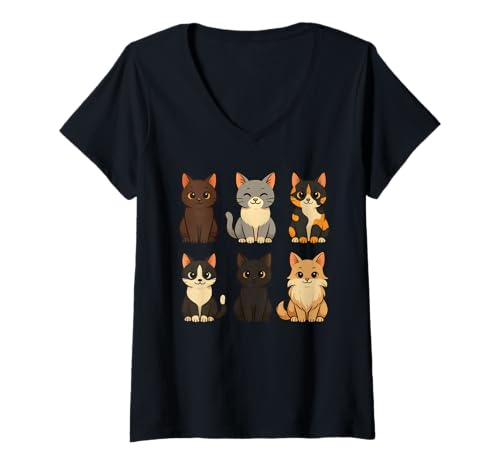Damen Cats Kittens Cute Cat Lover T-Shirt mit V-Ausschnitt Damen Cats Kittens Cute Cat Lover T-Shirt mit V-Ausschnitt von Cats Kittens Cute Cat Lover Apparel