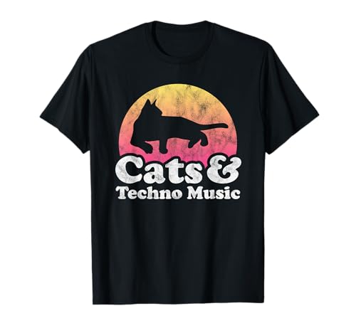 Cats and Techno Music Herren oder Damen Katze T-Shirt von Cats and Techno Music Co
