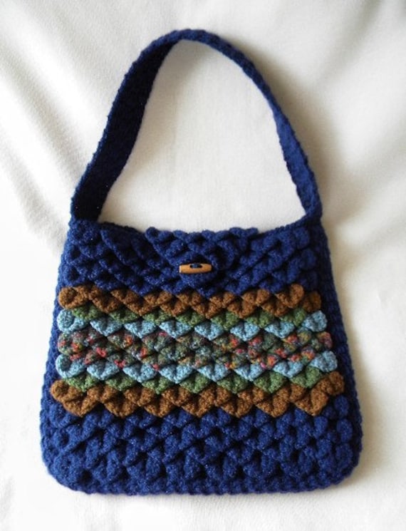 Gehäkeltes Reversible Krokodil Zu Nähen, Handtasche Umhängetasche Blau Und Braun von CatsSoftStitches