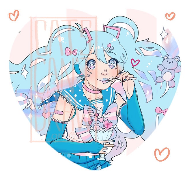 Miku Trans Rights Herz Knopf von CatscantdrawCo