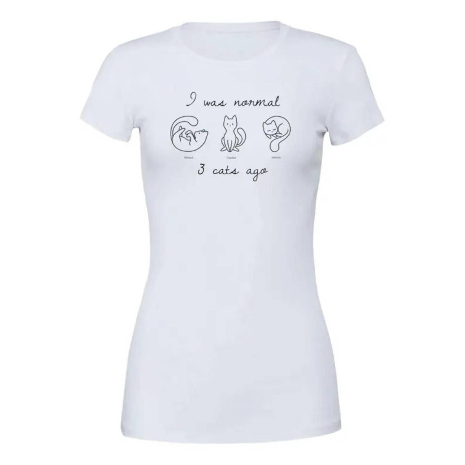 Katzen-T-Shirt - I Was Normal Personalisibares Premium Damen T-Shirt Katzen-T-Shirt - I Was Normal Personalisibares Premium Damen T-Shirt von Catthetic