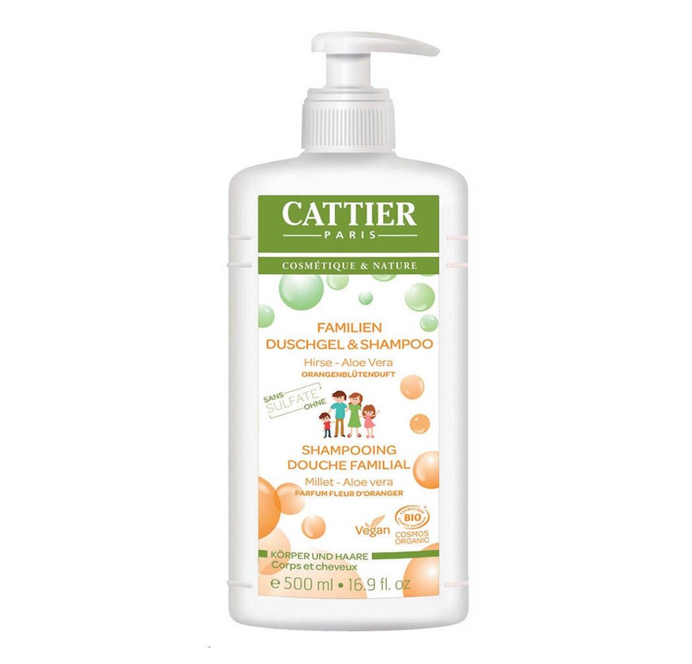 Cattier Duschgel Familien Duschgel & Shampoo - Hirse Aloe Vera Orange 500ml von Cattier