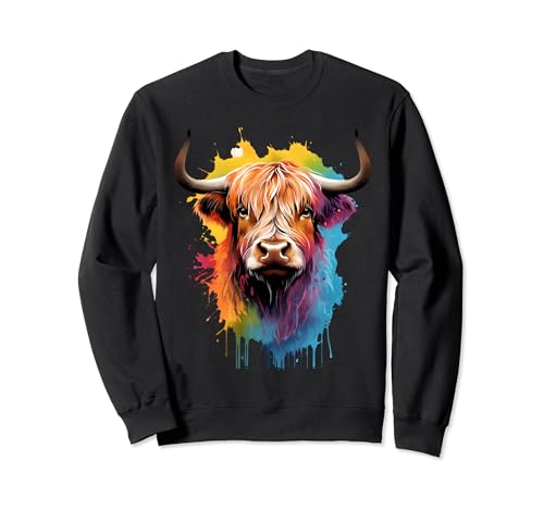 Schottische Highland Kuh Rinder Bunte Kuh Outfit Herren Kuh Sweatshirt von Cattle And Farm For All Cow Lovers Farmer Co.