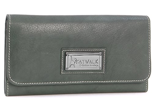 Catwalk Collection Handbags - Geldbörse Damen Leder - Portemonnaie Mittelgroß - 14 Kartenfächer und Münzfach - RFID Blocker - Gemma - Grün von Catwalk Collection Handbags