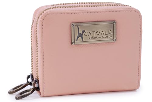 Catwalk Collection Handbags - Damen Leder Geldbörse - Portemonnaie Mittelgroß - Münzbörsen mit 13 Kartenfächer - RFID Blocker - ISLA - Rosa von Catwalk Collection Handbags