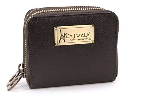 Catwalk Collection Handbags - Damen Leder Geldbörse - Portemonnaie Mittelgroß - Münzbörsen mit 13 Kartenfächer - RFID Blocker - Isla - Braun von Catwalk Collection Handbags