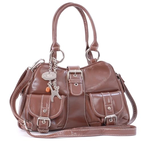 Catwalk Collection Handbags - Damen Leder Henkeltasche - Umhängetasche/Handtasche Mittelgroß - Verstellbarer Abnehmbarer Gurt - Faith - Braun von Catwalk Collection Handbags