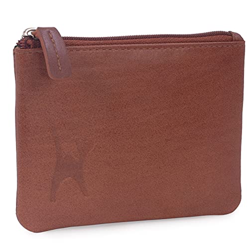 Catwalk Collection Handbags - Damen Leder Münzbörse - Portemonnaie Klein/Mini Geldbörse - RFID Blocker - Geschenkbox - Mimi - Hellbraun von Catwalk Collection Handbags