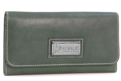 Catwalk Collection Handbags - Geldbörse Damen Leder - Portemonnaie Groß - 14 Kartenfächer und Münzfach - RFID Blocker - Gemma - Grün von Catwalk Collection Handbags