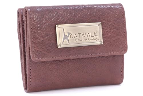 Catwalk Collection Handbags - Leder Geldbörse Damen - Portemonnaie Klein - 6 Kartenfächer und Münzfach - RFID Schutz - Geschenkbox - EVE - Braun Catwalk Collection Handbags - Leder Geldbörse Damen - Portemonnaie Klein - 6 Kartenfächer und Münzfach - RFID Schutz - Geschenkbox - EVE - Braun von Catwalk Collection Handbags