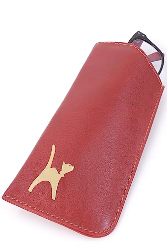 Catwalk Collection Handbags - Damen Leder Brillenetui Weich - Sonnenbrillen Etui Klein - Brillentasche mit Geschenkbox - IRIS - Rot von Catwalk Collection Handbags