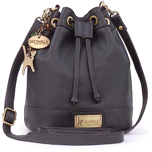 Catwalk Collection Handbags - Damen Leder Umhängetasche Mittelgroß - Beuteltasche/Handtasche - Verstellbarer Schultergurt - Rochelle - Braun von Catwalk Collection Handbags