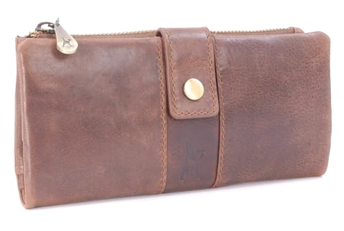 Catwalk Collection Handbags - Leder Geldbörse Damen Gross - Geldbeutel Groß - 14 Kartenfächer und Münzfach - RFID Blocker - Fiona - Braun von Catwalk Collection Handbags
