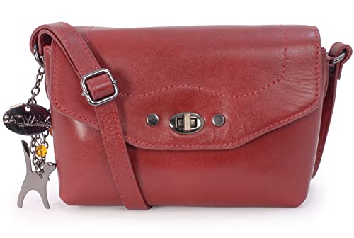 Catwalk Collection Handbags - Damen Leder Umhängetasche - Crossbody Bag/Handtasche Klein - Verstellbarer Schultergurt - FLORENCE - Rot von Catwalk Collection Handbags