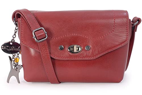 Catwalk Collection Handbags - Damen Leder Umhängetasche - Crossbody Bag/Handtasche Klein - Verstellbarer Schultergurt - Florence - Rot von Catwalk Collection Handbags