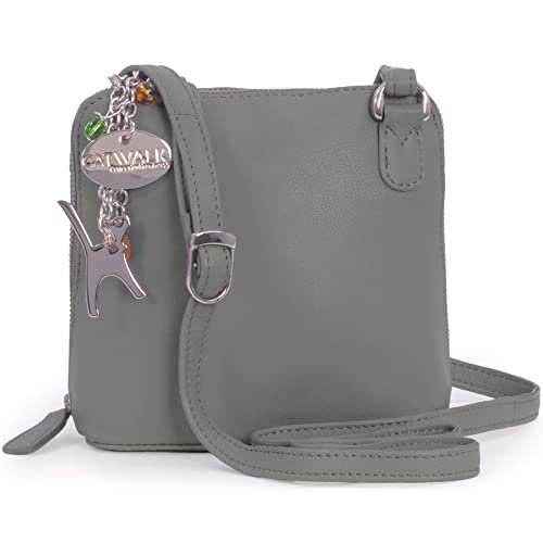 Catwalk Collection Handbags - Damen Leder Umhängetasche - Crossbody Bag/Handtasche Klein - Verstellbarer Schultergurt - LENA - Grün von Catwalk Collection Handbags