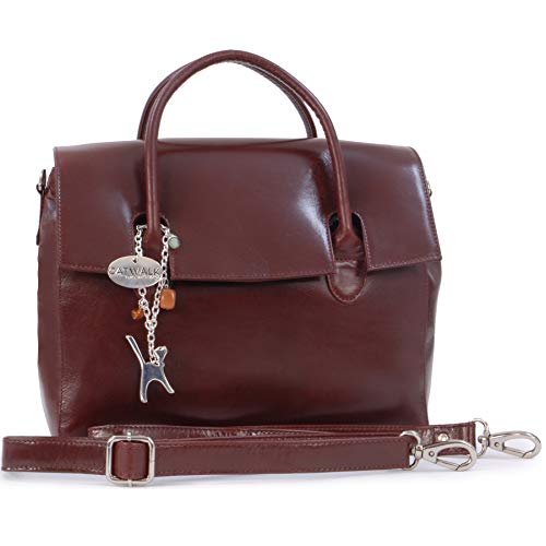 Catwalk Collection Handbags - Damen Leder Umhängetasche - Crossbody Bag Mittelgroß - Arbeitstasche mit Verstellbarer Schultergurt - ELLA - Braun von Catwalk Collection Handbags