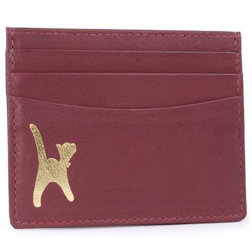 Catwalk Collection Handbags - Damen Leder Kreditkartenetui - Kartenetui Klein/Mini - 6 Kartenfächer - Geschenkbox - RFID Schutz - Polina - Rot von Catwalk Collection Handbags