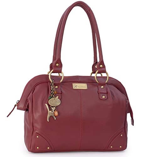 Catwalk Collection Handbags - Damen Leder Schultertasche - Handtasche Groß - Arbeitstasche für Notizbuch A4 - Doctor Bag - Rot von Catwalk Collection Handbags