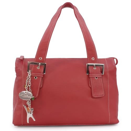 Catwalk Collection Handbags - Damen Leder Schultertasche - Handtasche Mittelgroß mit Viele Fächer - JANE - Rot von Catwalk Collection Handbags