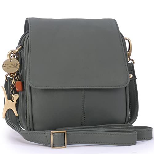 Catwalk Collection Handbags - Leder - Organizer/Umhängetasche/Schultertasche - TEAGAN - Grün von Catwalk Collection Handbags