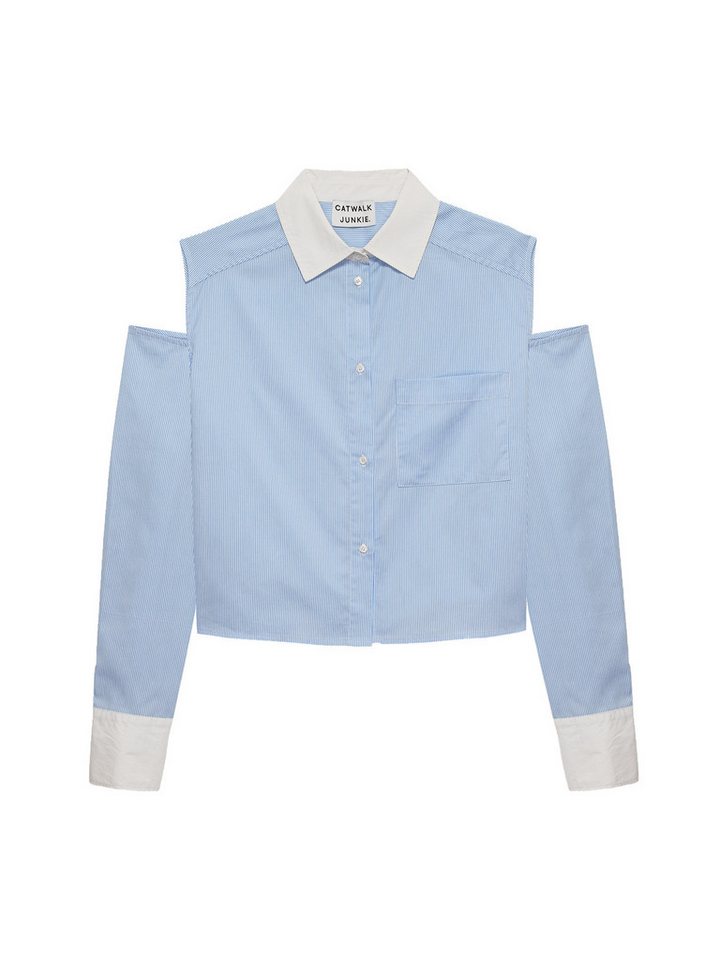 Catwalk Junkie Langarmbluse - modische Streifenbluse mit Hemdkragen und Schulter Cutouts von Catwalk Junkie