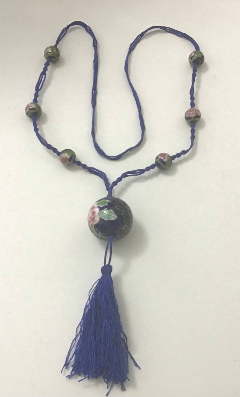 Vintage Chinakette Mit Handbemalten Glaskugeln von Catwithahatmunich