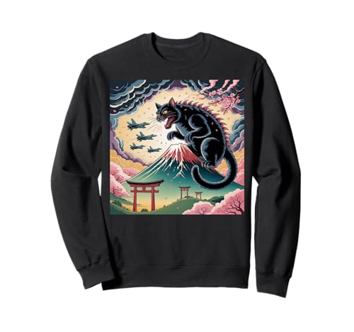 Catzilla Cat Japanische Kunst Herren Damen Kinder Katzenliebhaber Sweatshirt Catzilla Cat Japanische Kunst Herren Damen Kinder Katzenliebhaber Sweatshirt von Catzilla tshirt Catzilla Cat Japanese Art