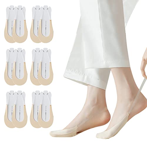Caudblor 6 Paar Damen Füßlinge Socken Zehensockenaus Invisible Baumwolle High Heel Kissen Schuheinlagen von Caudblor