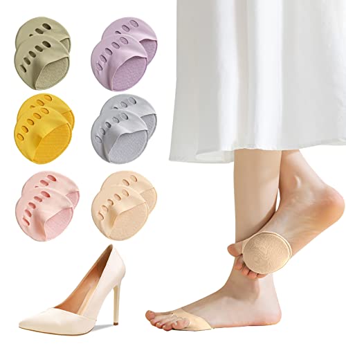 6 Paar Füßlinge Zehensocken damen Toe Socks Invisible Baumwolle Zehenkappe Vorfußpolster Schwarz Beige High Heel Kissen Schuheinlagen 36-39 39-42 von Caudblor