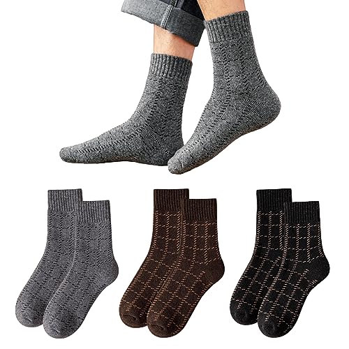 Caudblor 3 Paar Merino Socken Herren Damen Wandersocken Warme Dicke Wolle Wintersocken Haussocken Thermosocken 38-42 von Caudblor